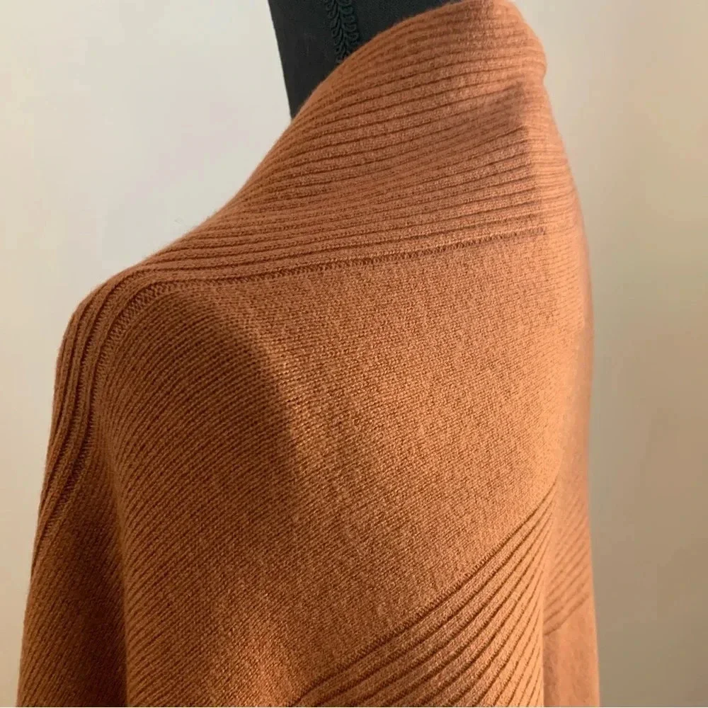Bruno Magli Cashmere & Wool Knit Sweater Cape Scarf. One Size. Brown